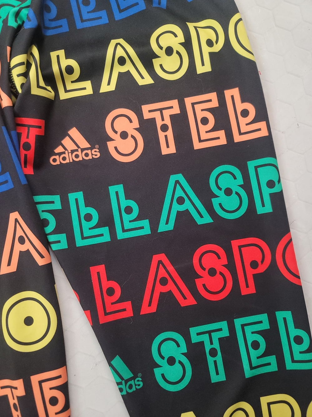 Stella McCartney Sport Adidas Colorful Spellout Rainbow Athletic Leggings Medium - Picture 5 of 6